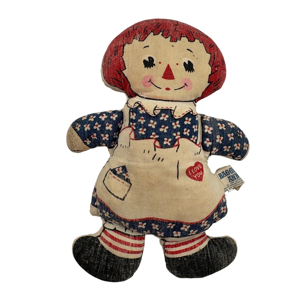 Vintage Knickerbocker Raggedy Ann 7" Cloth Doll Printed Canvas Fabric Stuffed